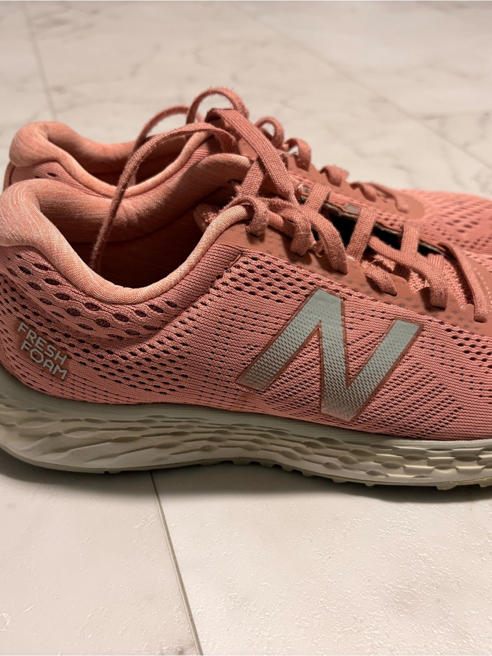 New Balance Women's Pink Knit Lace-Up Sneakers